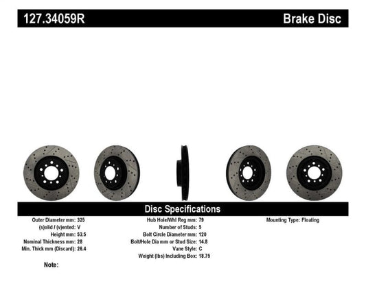 Kies-Motorsports Stoptech StopTech Slotted & Drilled Sport Brake Rotor