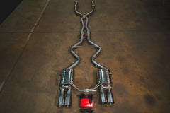 Kies-Motorsports Valvetronic Designs BMW E9x M3 Valved Sport Exhaust System (V2) '+ SPORT Euro 6 Catted 200 Cell MIDPIPE (Dual Resonated) / (4) BRUSHED STEEL (3.5" OUTLET)
