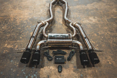 Kies-Motorsports Valvetronic Designs BMW G8x M3 / M4 Valved Sport Exhaust System AXLEBACK ONLY / BRUSHED T304 STAINLESS STEEL / (4) BLACK (3.5 OUTLET)