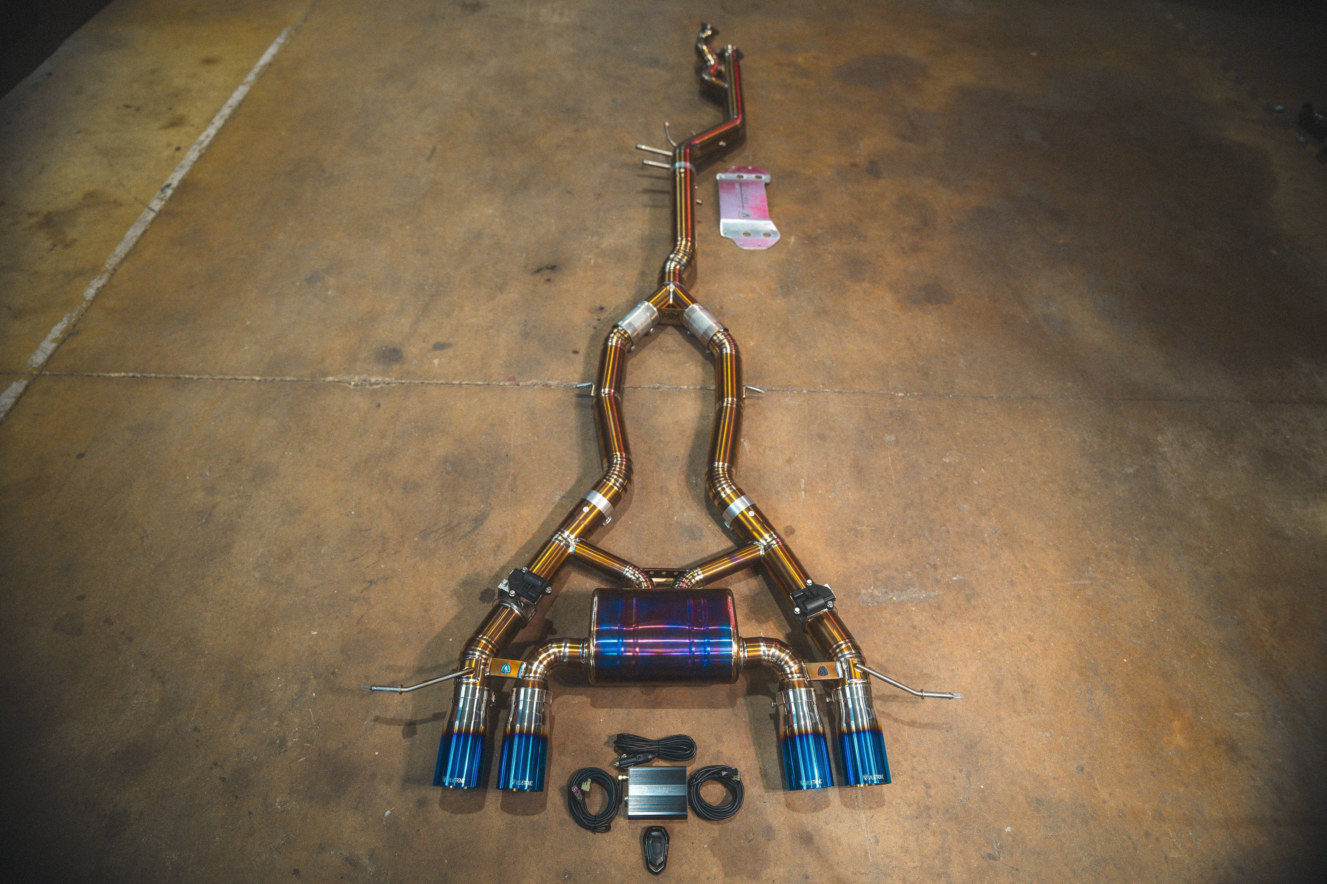 Kies-Motorsports Valvetronic Designs BMW G8x M3 / M4 Valved Sport Exhaust System FULL SYSTEM EQUAL LENGTH (CATBACK) / GRADE 5 TITANIUM / (4) BURNT (3.5 OUTLET)