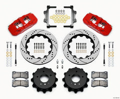 Kies-Motorsports Wilwood Wilwood AERO4 Rear Kit 14.00 Drilled Red 2007-2011 BMW E90 Series w/Lines