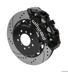 Kies-Motorsports Wilwood Wilwood AERO6 Front Hat Kit 14.00 Drilled Black 00-06 BMW M3 E46 w/Lines