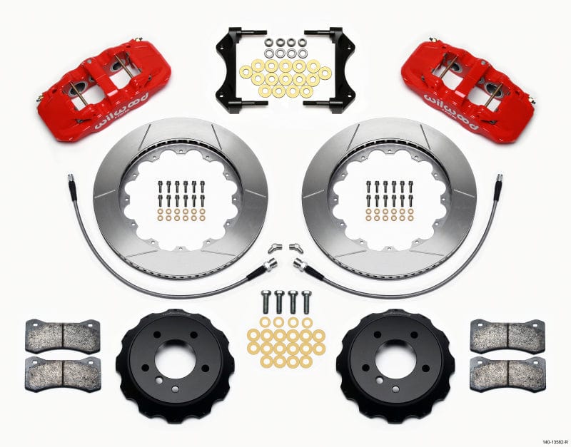 Kies-Motorsports Wilwood Wilwood AERO6 Front Hat Kit 14.00 Red 2007-2011 BMW E90 Series w/Lines