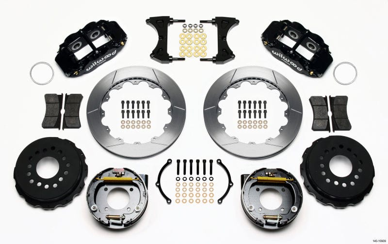 Wilwood Narrow Superlite 4R Rear P-Brk Kit 12.88in Drill Red 2005-2014 Mustang main image 1