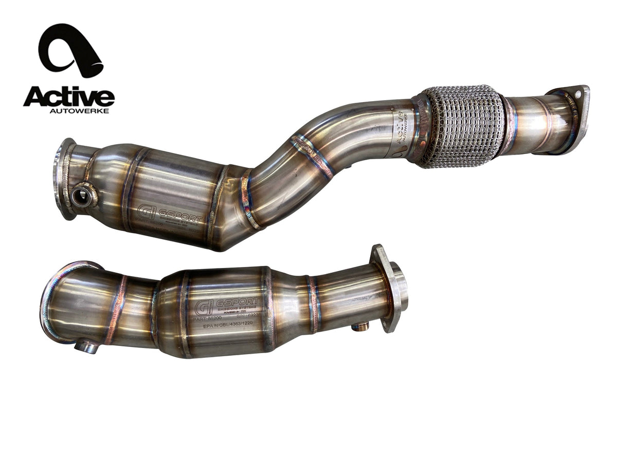 Active Autowerke BMW S58 G80 M3 G82 M4 G87 M2 Downpipes w Aflow CATs Main image