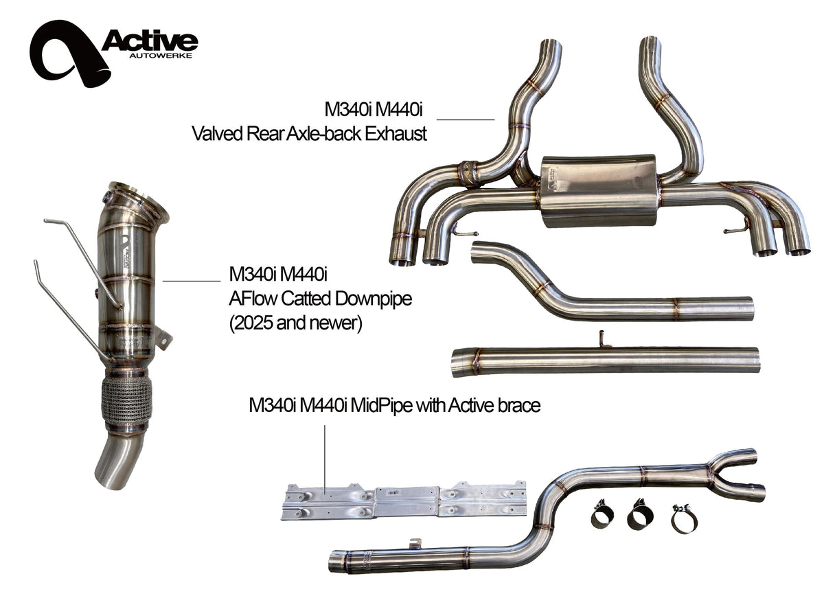 M340i/M440i Rear Exhaust Aflow Downpipe and Midpipe Bundle 2025+ Main image
