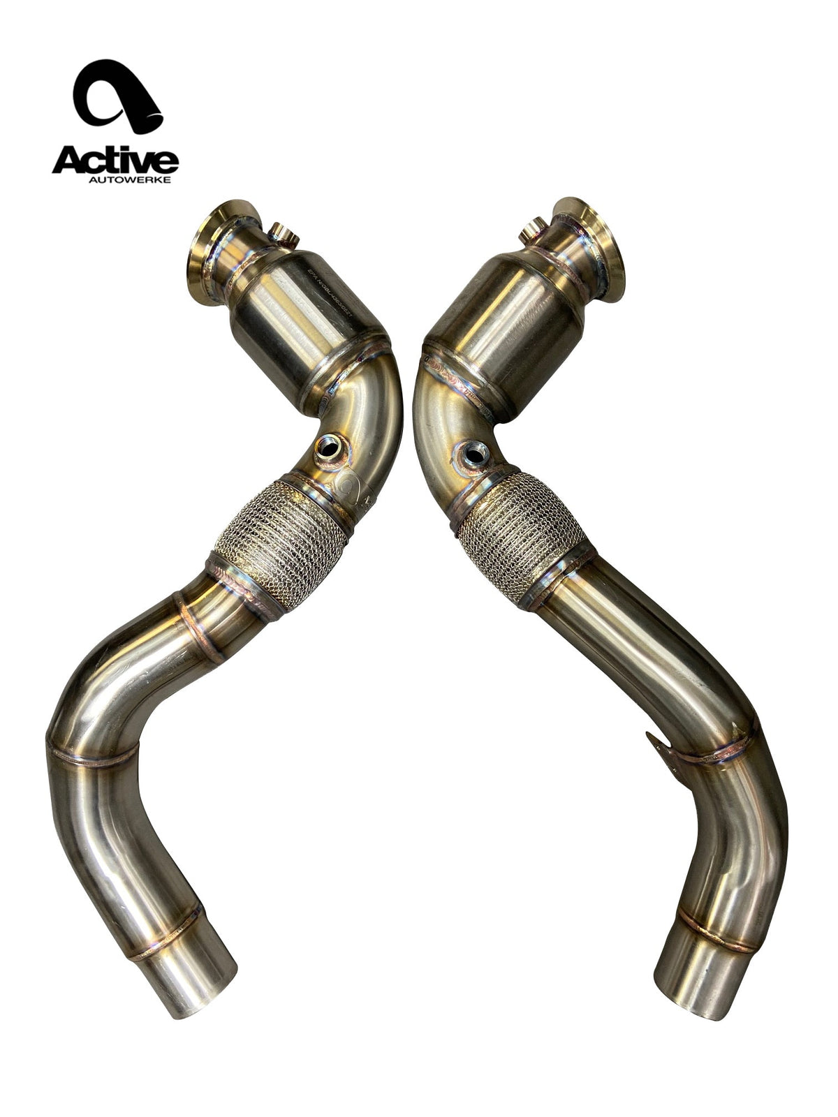 Active Autowerke BMW N63B Downpipes Slip-On w GESI G-Sport Cat — N63B X5 / X6 / M550i / M850i — 11-041B Main image