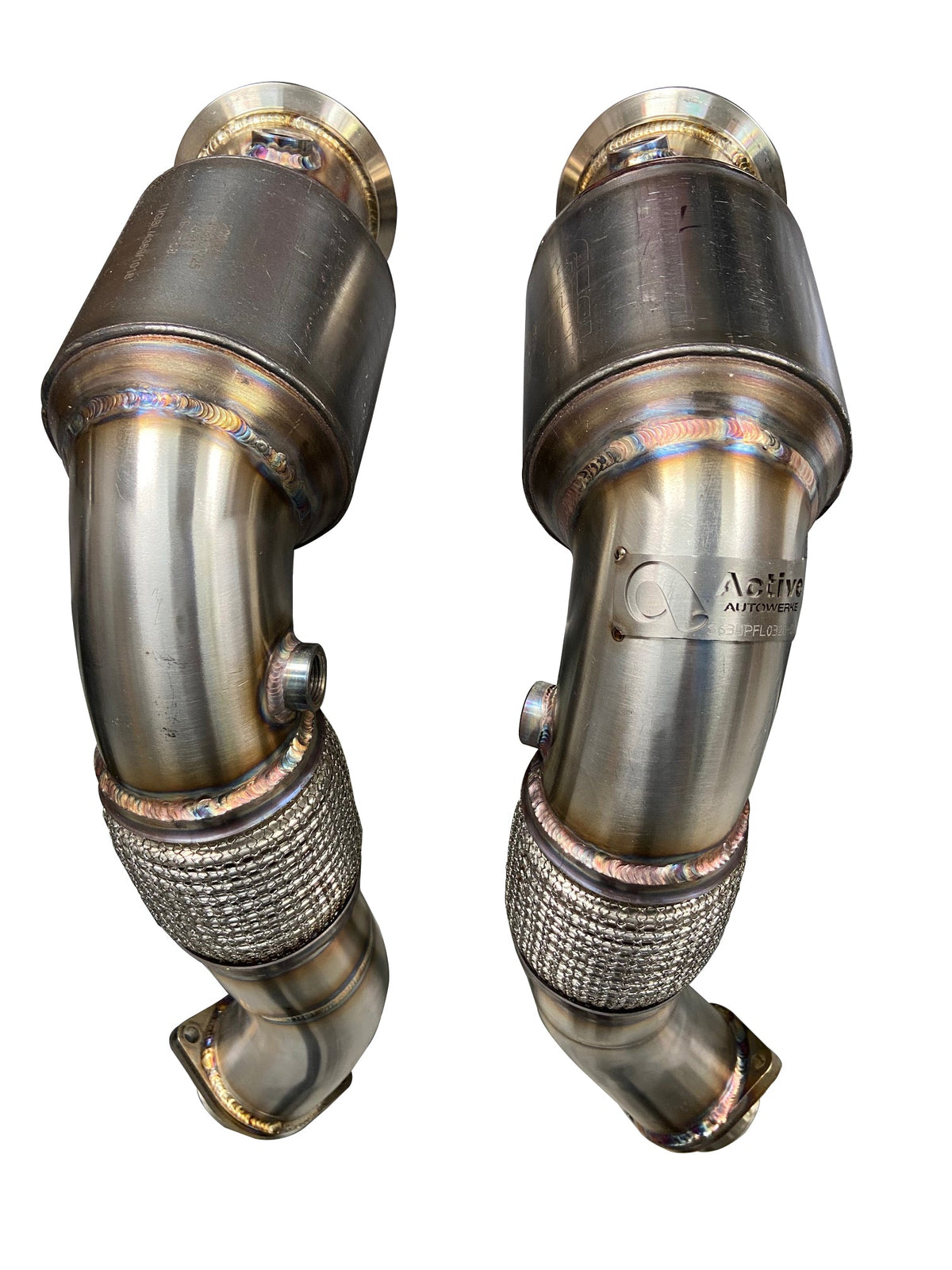 Active Autowerke BMW S63/N63 Downpipes Flanged w GESI G-Sport Cat — X5M / X6M / X5 / X6 — 11-041F