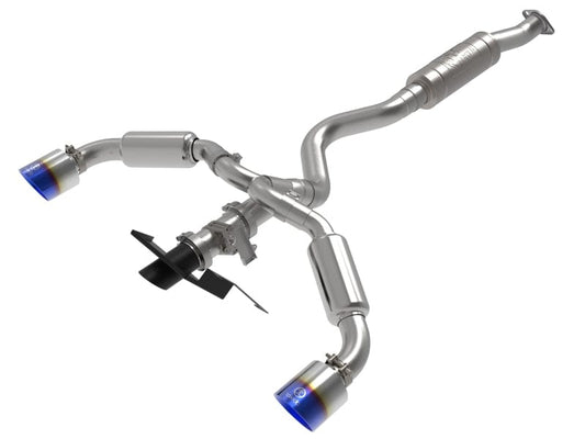 Kies-Motorsports aFe aFe 23-24 Toyota GR Corolla L3 1.6L (t) Gemini XV 3in to 2-1/2in Cat Back Exhaust w/ Blue Flame Tips