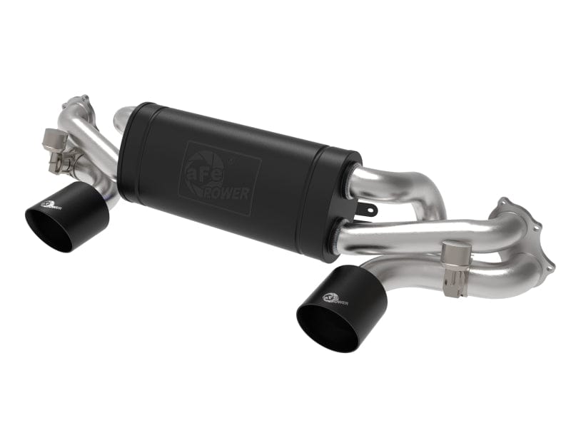 Kies-Motorsports aFe aFe MACHForce XP 2.25in-2.5in 304SS Exhaust Cat-Back Porsche 20-22 Cayman GT4(718) 4.0L - Black Tips Main image