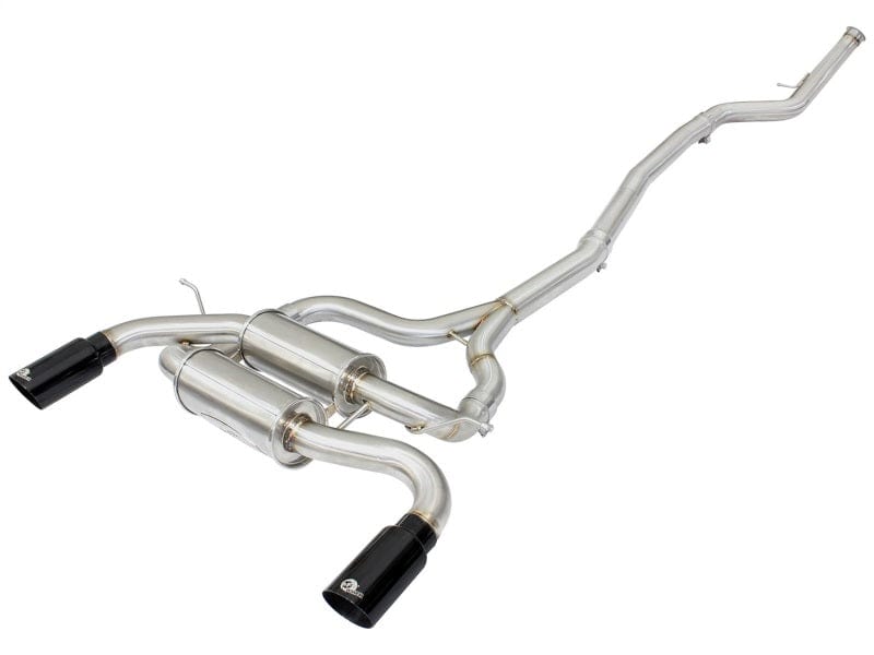 Kies-Motorsports aFe aFe MACHForce XP SS-304 Black Tip 2.5in Dia Cat Back Exhaust 12-14 BMW 335i (F30) 3.0L (t) Main image