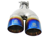 Kies-Motorsports aFe aFe Takeda 2.5in 304 Stainless Steel Clamp-on Exhaust Tip Driver Side 2.5in Inlet 4inDual-Blue Flame