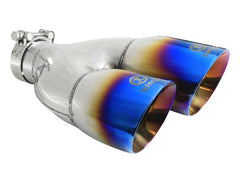 Kies-Motorsports aFe aFe Takeda 2.5in 304 Stainless Steel Clamp-on Exhaust Tip Driver Side 2.5in Inlet 4inDual-Blue Flame