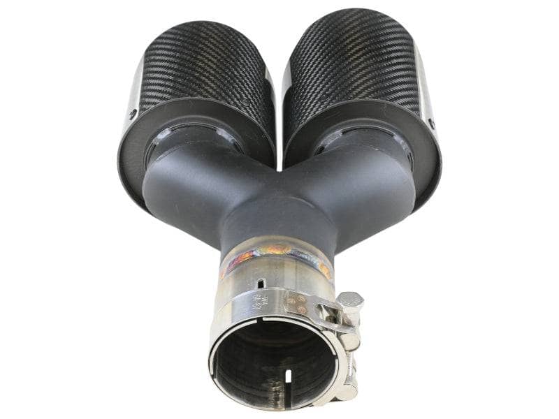 Kies-Motorsports aFe aFe Takeda 2.5in 304 Stainless Steel Clamp-on Exhaust Tip Passenger Side 2.5in Inlet 4inDual-Carbon