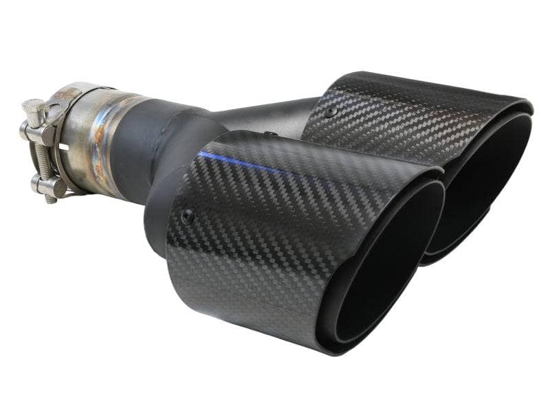 Kies-Motorsports aFe aFe Takeda 2.5in 304 Stainless Steel Clamp-on Exhaust Tip Passenger Side 2.5in Inlet 4inDual-Carbon Main image