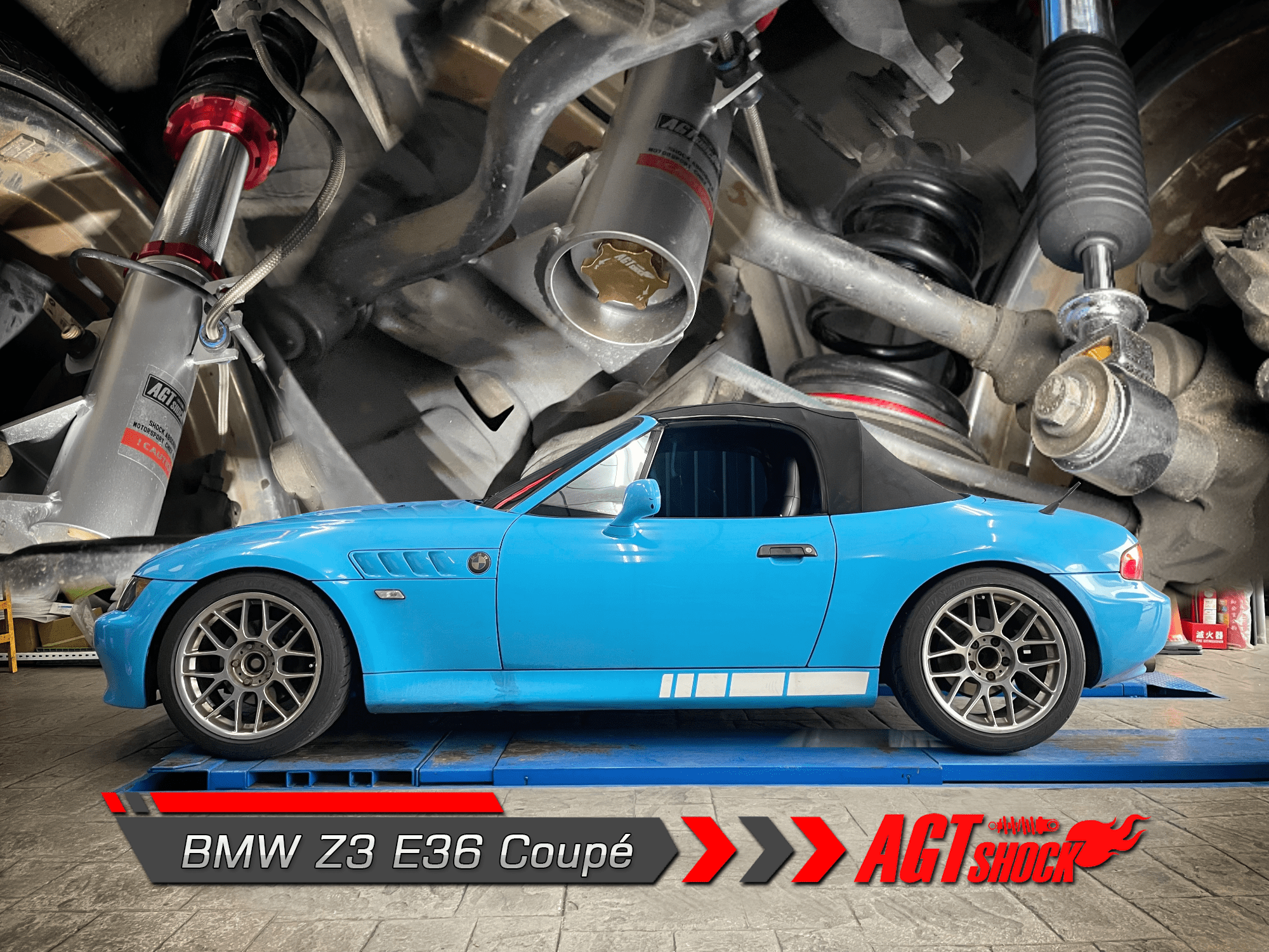 Kies-Motorsports AGT Shock AGT Shock 1995-2002 E36/7  E36/8 Z3 Front Inverted  Fork/Rear Flip -Front Spring Rate: 8K200 Rear Spring Rate: 8K160