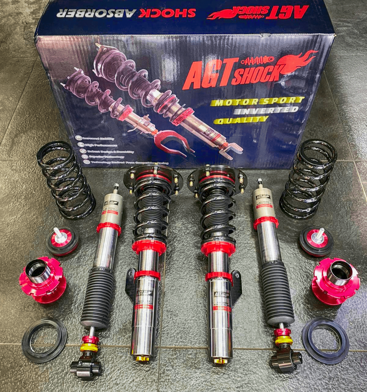 Kies-Motorsports AGT Shock AGT Shock 2011-2018 F20 /F21 RWD 1 SERIES MK2 Front  Inverted Fork/Rear Flip - Front Spring Rate:6K180	Rear Spring Rate:7K230 Main image