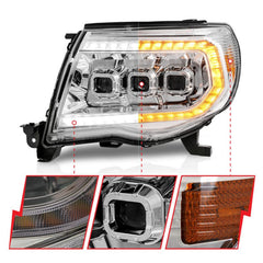 Kies-Motorsports ANZO ANZO 05-11 Toyota Tacoma LED Projector Headlights w/Light Bar Swtchbk Seq. Chrome w/Initiation Light