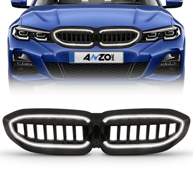 ANZO 19-22 BMW 3 Series Black Housing Full LED Front Grille w/ Initiation & Running Light Secondary image
