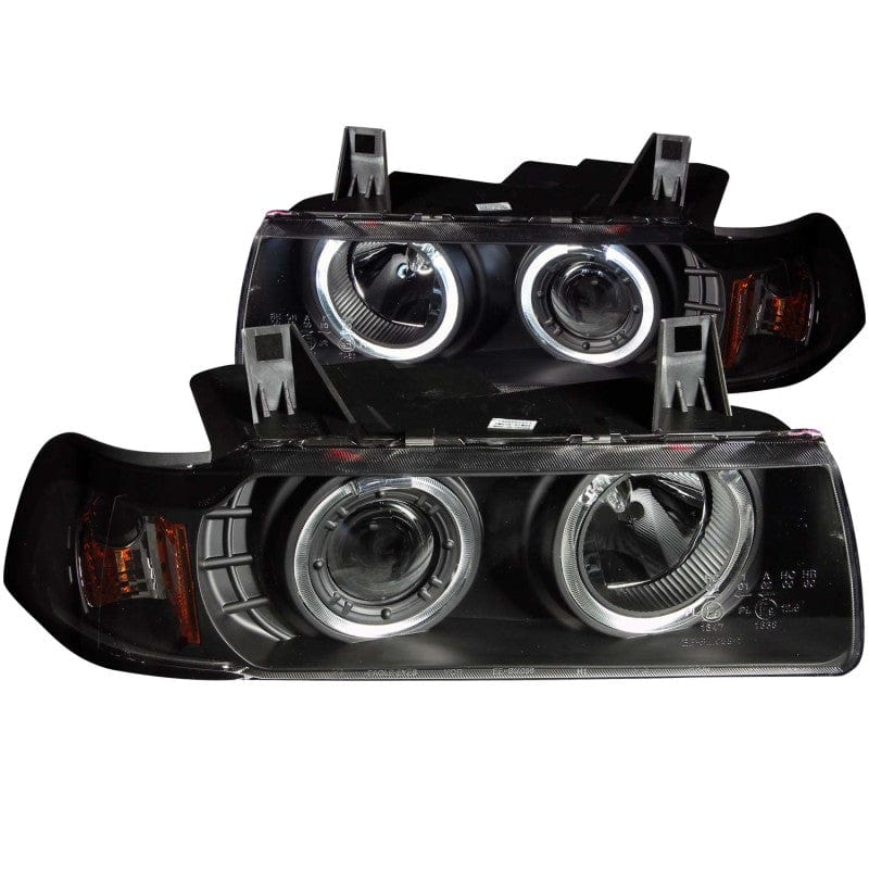 Kies-Motorsports ANZO ANZO 1992-1998 BMW 3 Series E36 Projector Headlights w/ Halo Black G2 1 pc Main image