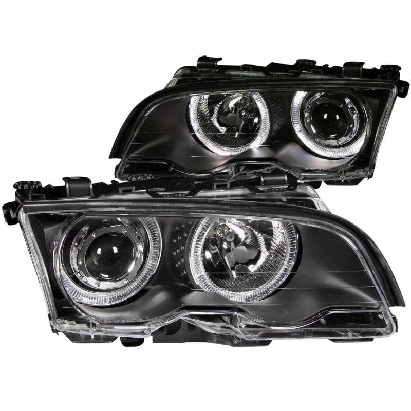 ANZO 1999-2001 BMW 3 Series E46 Projector Headlights w/ Halo Black Secondary image