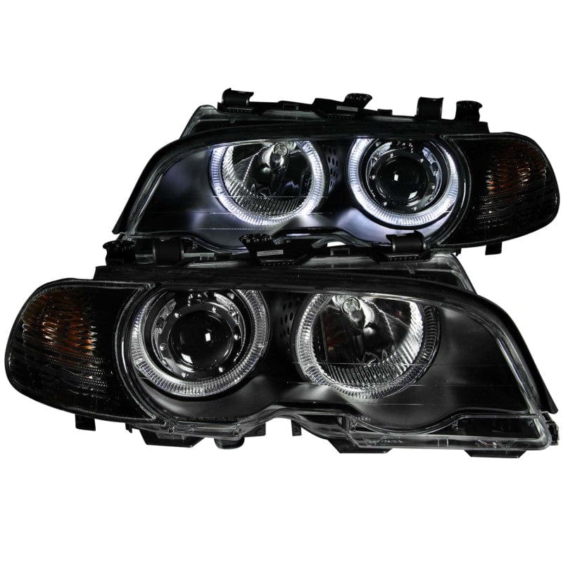 Kies-Motorsports ANZO ANZO 2000-2003 BMW 3 Series E46 Projector Headlights w/ Halo Black Main image
