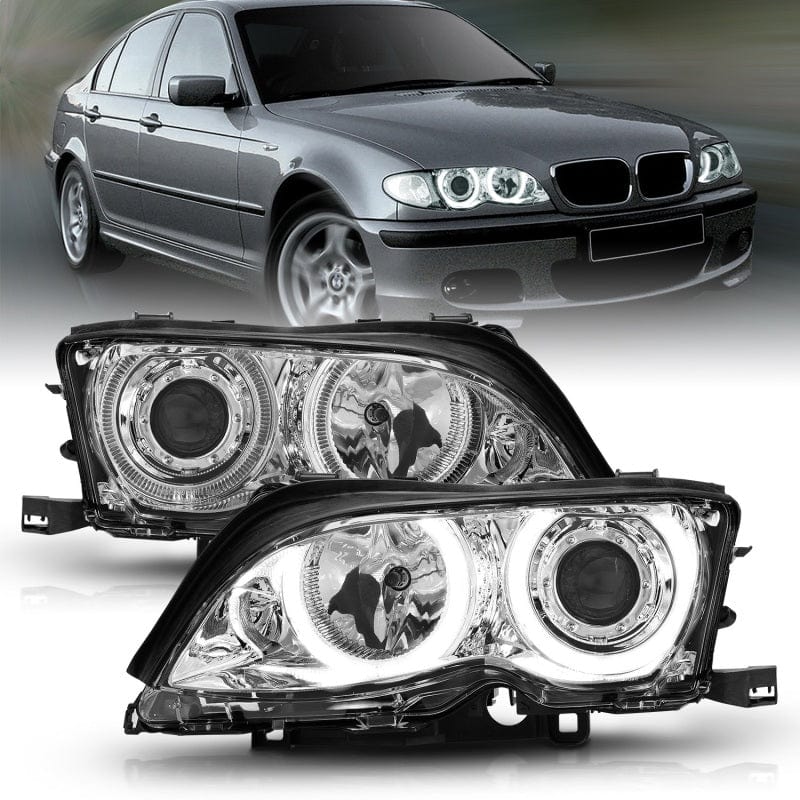 Kies-Motorsports ANZO ANZO 2002-2005 BMW 3 Series E46 Projector Headlights w/ Halo Chrome