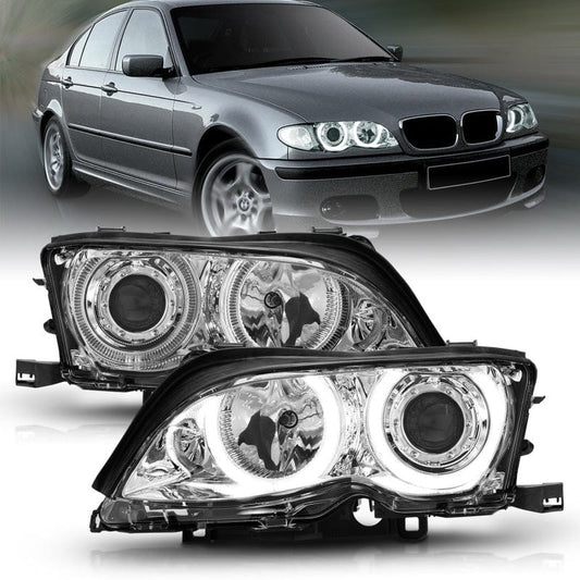 Kies-Motorsports ANZO ANZO 2002-2005 BMW 3 Series E46 Projector Headlights w/ Halo Chrome