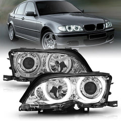 Kies-Motorsports ANZO ANZO 2002-2005 BMW 3 Series E46 Projector Headlights w/ Halo Chrome