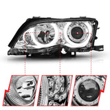 Kies-Motorsports ANZO ANZO 2002-2005 BMW 3 Series E46 Projector Headlights w/ Halo Chrome