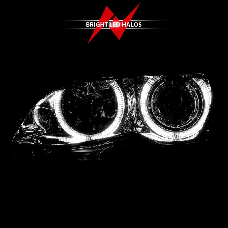 Kies-Motorsports ANZO ANZO 2002-2005 BMW 3 Series E46 Projector Headlights w/ Halo Chrome