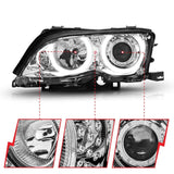 Kies-Motorsports ANZO ANZO 2002-2005 BMW 3 Series E46 Projector Headlights w/ Halo Chrome