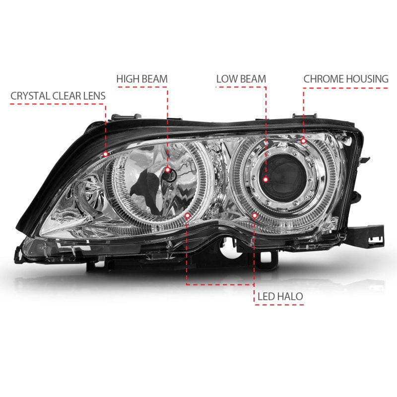 Kies-Motorsports ANZO ANZO 2002-2005 BMW 3 Series E46 Projector Headlights w/ Halo Chrome