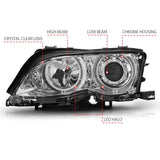 Kies-Motorsports ANZO ANZO 2002-2005 BMW 3 Series E46 Projector Headlights w/ Halo Chrome