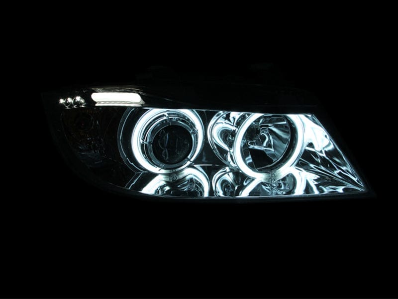 Kies-Motorsports ANZO ANZO 2006-2008 BMW 3 Series E90-E91 Projector Headlights w/ Halo w/ LED Bar Chrome (CCFL)