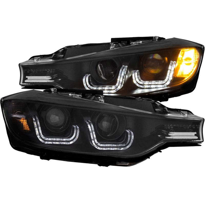 Kies-Motorsports ANZO ANZO 2012-2015 BMW 3 Series Projector Headlights w/ U-Bar Black Main image