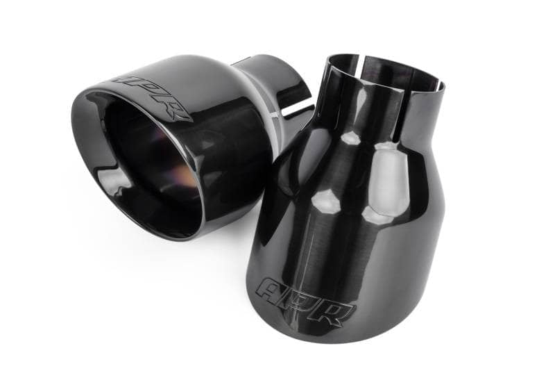 Kies-Motorsports APR APR Double-Walled 4in Slash-Cut Tips - Polished Diamond Black - Set of 2