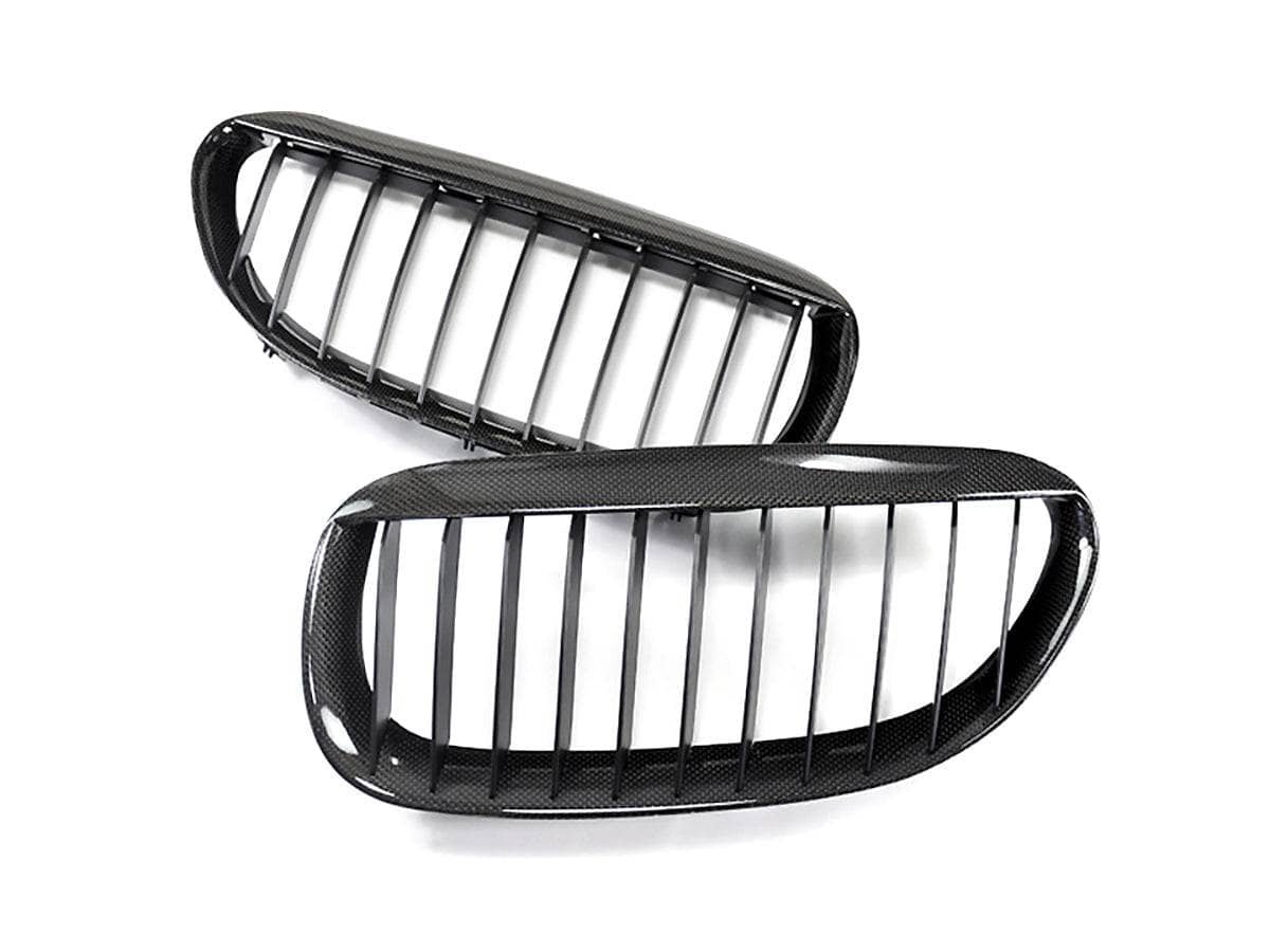 Kies-Motorsports AutoTecknic USA AutoTecknic Carbon Fiber Front Kidney Grille Pair - BMW E63 6 Series (2004-2010) / E64 6 Series (2005-2010) / E63 M6 (2006-2010) / E64 M6 (2007-2010) Plain Weave (1X1) Main image