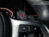 Kies-Motorsports AutoTecknic USA AutoTecknic Carbon Fiber Pole Position Shift Paddles - A90 Supra A90 Supra / Red Shift Indicators & Grip / Gloss Carbon Finish