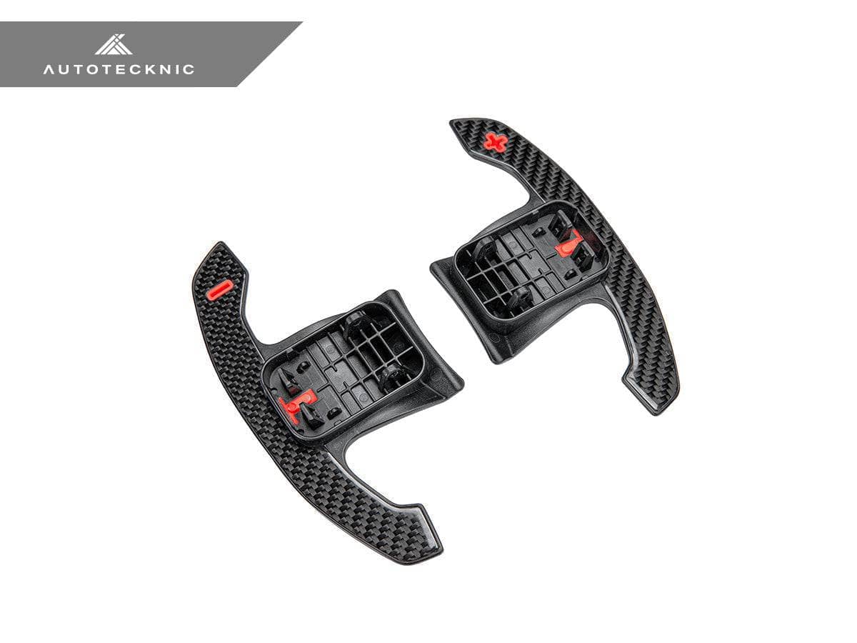 Kies-Motorsports AutoTecknic USA AutoTecknic Carbon Fiber Pole Position Shift Paddles - A90 Supra A90 Supra / Red Shift Indicators & Grip / Gloss Carbon Finish