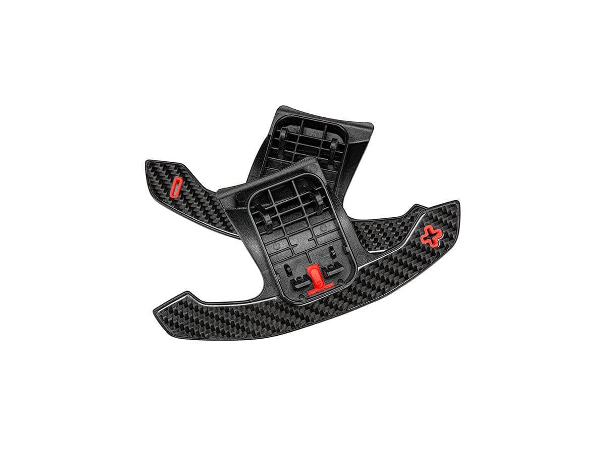Kies-Motorsports AutoTecknic USA AutoTecknic Carbon Fiber Pole Position Shift Paddles - BMW G30 5-Series G30 5-Series / Red Shift Indicators & Grip / Gloss Carbon Finish
