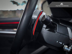 Kies-Motorsports AutoTecknic USA AutoTecknic Carbon Fiber Pole Position Shift Paddles - F95 X5M F95 X5M / Red Shift Indicators & Grip / Gloss Carbon Finish