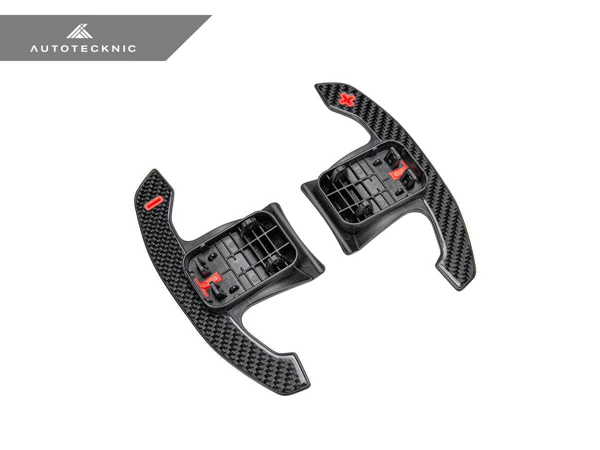 Kies-Motorsports AutoTecknic USA AutoTecknic Carbon Fiber Pole Position Shift Paddles - F95 X5M F95 X5M / Red Shift Indicators & Grip / Gloss Carbon Finish