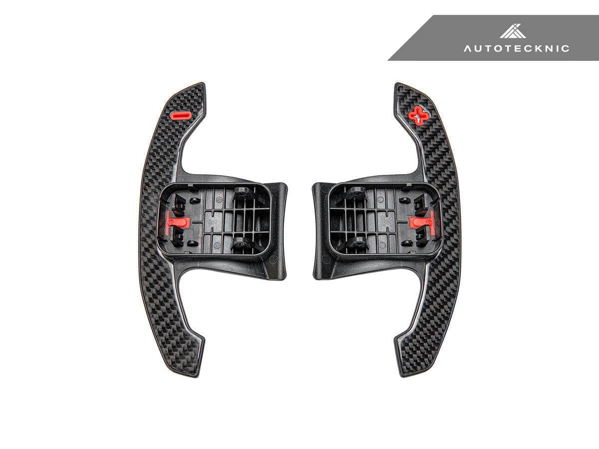 Kies-Motorsports AutoTecknic USA AutoTecknic Carbon Fiber Pole Position Shift Paddles - F96 X6M F96 X6M / Red Shift Indicators & Grip / Gloss Carbon Finish