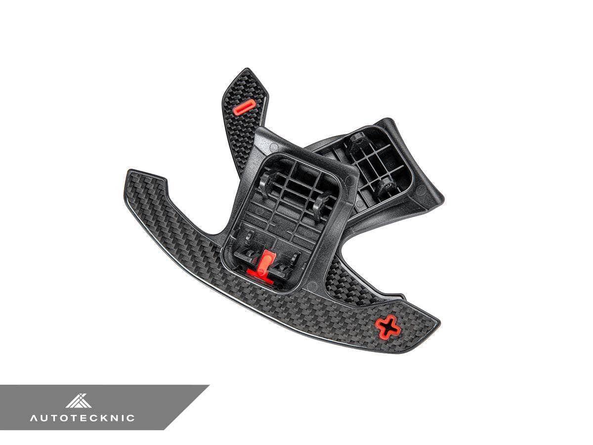 Kies-Motorsports AutoTecknic USA AutoTecknic Carbon Fiber Pole Position Shift Paddles - F96 X6M F96 X6M / Red Shift Indicators & Grip / Gloss Carbon Finish