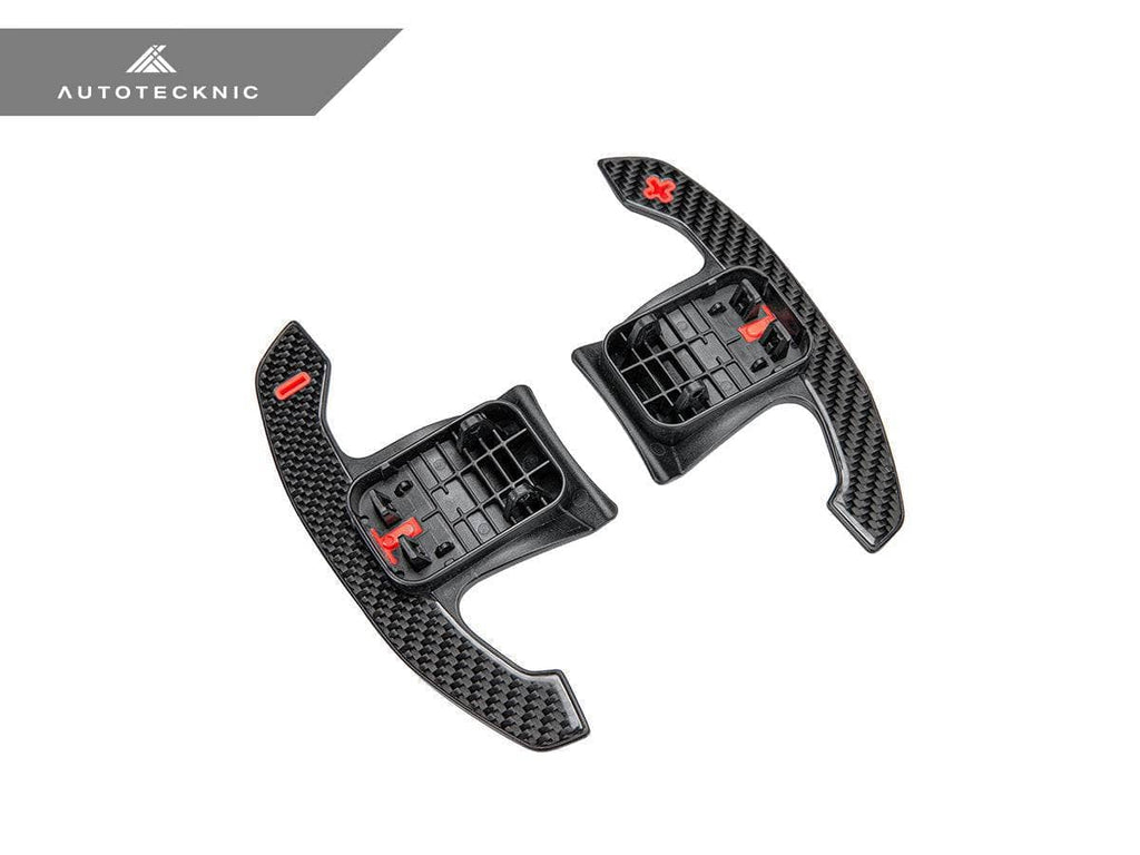 Kies-Motorsports AutoTecknic USA AutoTecknic Carbon Fiber Pole Position Shift Paddles - F96 X6M F96 X6M / Red Shift Indicators & Grip / Gloss Carbon Finish