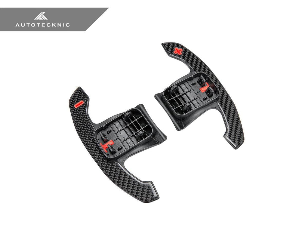 Kies-Motorsports AutoTecknic USA AutoTecknic Carbon Fiber Pole Position Shift Paddles - F97 X3M F97 X3M (Including LCI) / Red Shift Indicators & Grip / Gloss Carbon Finish