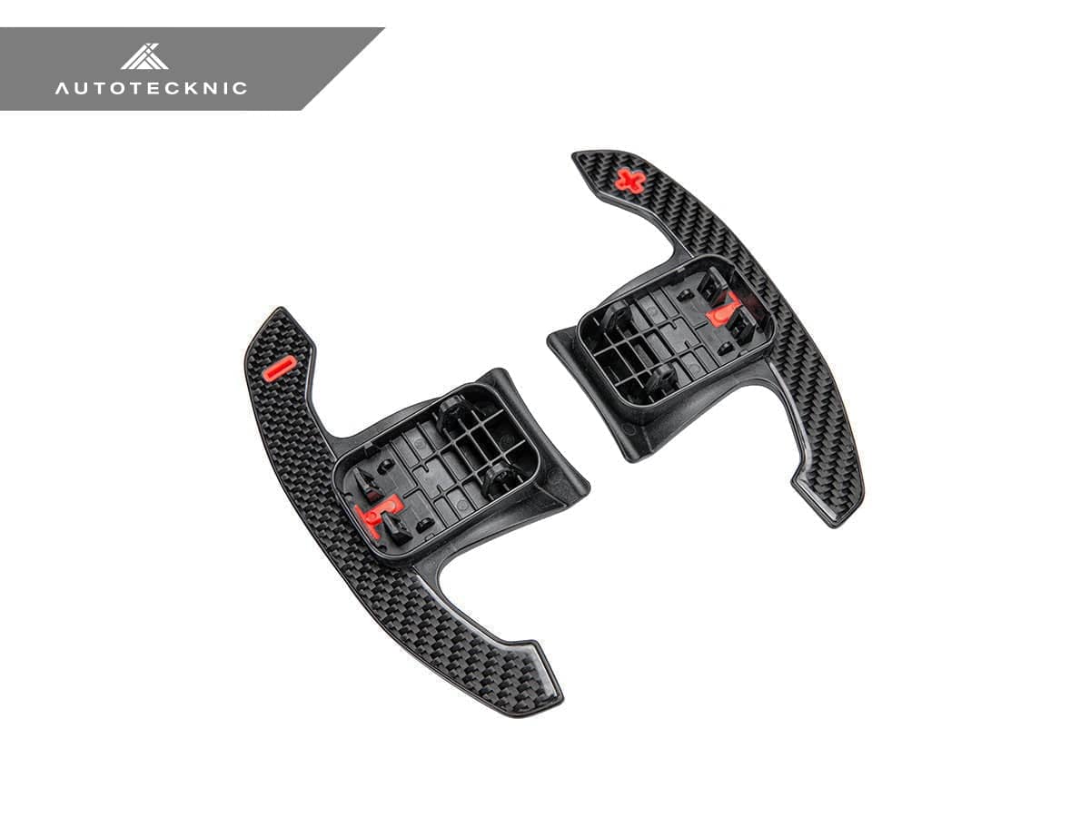 Kies-Motorsports AutoTecknic USA AutoTecknic Carbon Fiber Pole Position Shift Paddles - F97 X3M F97 X3M (Including LCI) / Red Shift Indicators & Grip / Gloss Carbon Finish