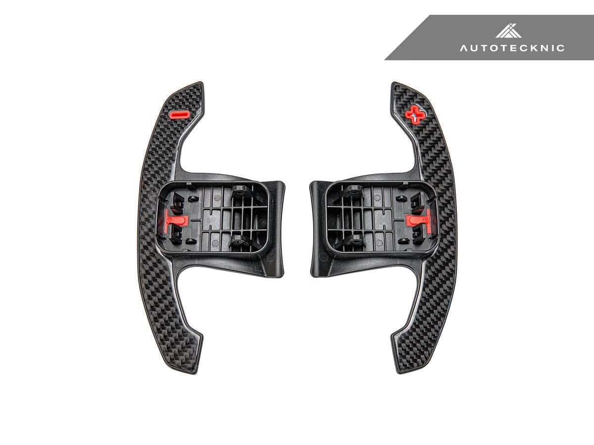 Kies-Motorsports AutoTecknic USA AutoTecknic Carbon Fiber Pole Position Shift Paddles - F97 X3M F97 X3M (Including LCI) / Red Shift Indicators & Grip / Gloss Carbon Finish