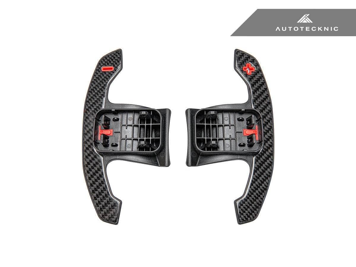 Kies-Motorsports AutoTecknic USA AutoTecknic Carbon Fiber Pole Position Shift Paddles - G14/ G15/ G16 8-Series G14/ G15/ G16 8-Series / Red Shift Indicators & Grip / Gloss Carbon Finish